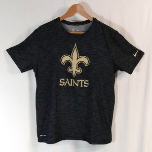 Nike Tee Shirt Mens Large New Orleans Saints Dri Fit Logo Black Crew Athletic
